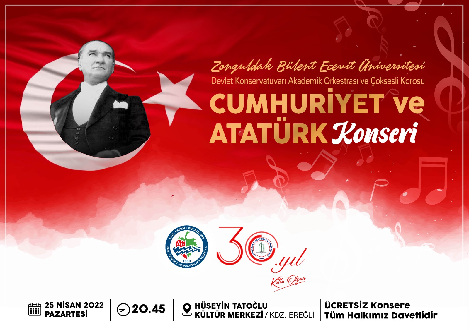 25 Nisan’da Cumhuriyet ve Atatürk konseri